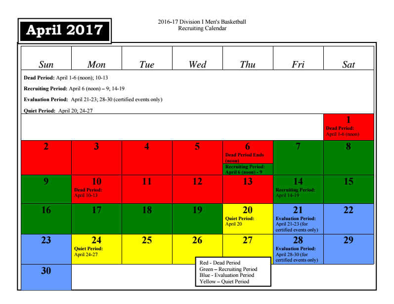 April 2017 NCAA Basketball Recruiting Calendar Pcbb1917 